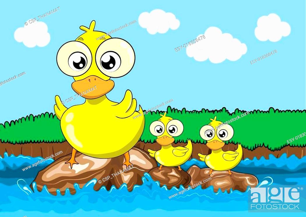 Mother duck and her ducklings vector cartoon, Stock Vector, Vector And Low  Budget Royalty Free Image. Pic. ESY-018308478 | agefotostock