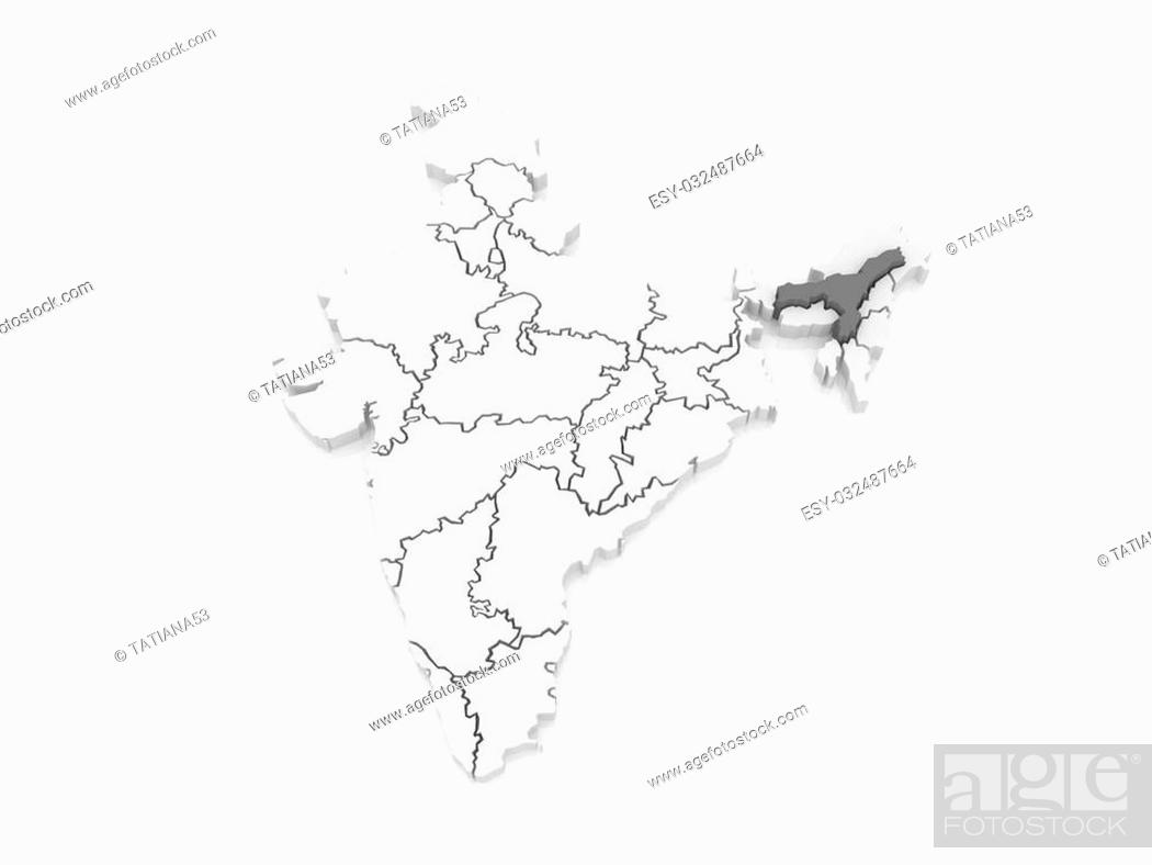 Assam Tourist Road Political Travel Map India-saigonsouth.com.vn