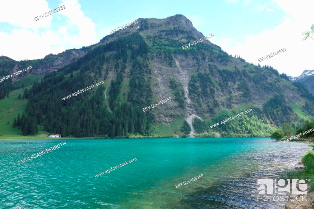 Stock Photo: Backgrounds, Nature, Green, Water, Fresh, Tree, Tourism, Scenic, Mountain, Country, Forest, Rock, Lake, Panorama, Sight, Perspective, Hiking, Peak, Alps, Austria, Turquoise, Clear Sky, Vista, Outlook, Lookout, Summit, Austrian, Tyrol, Tal, Unclouded