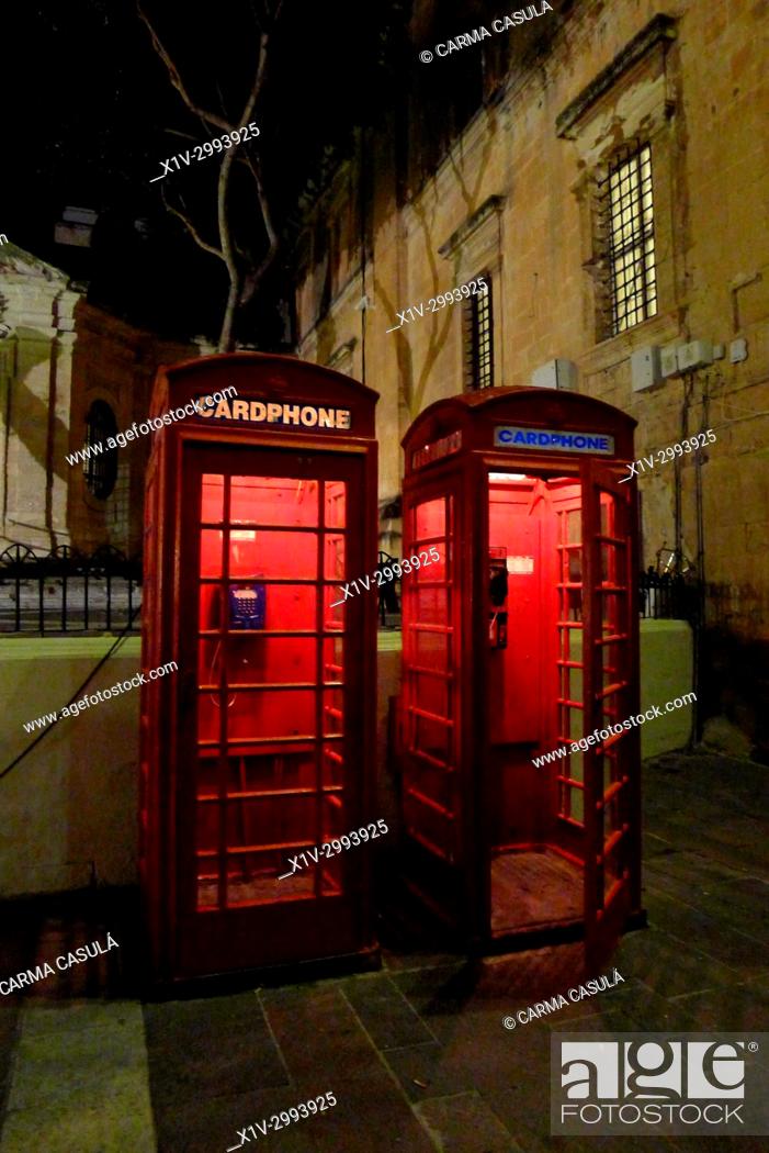 Stock Photo: telephone box in Valletta, Malta. A british heritage.
