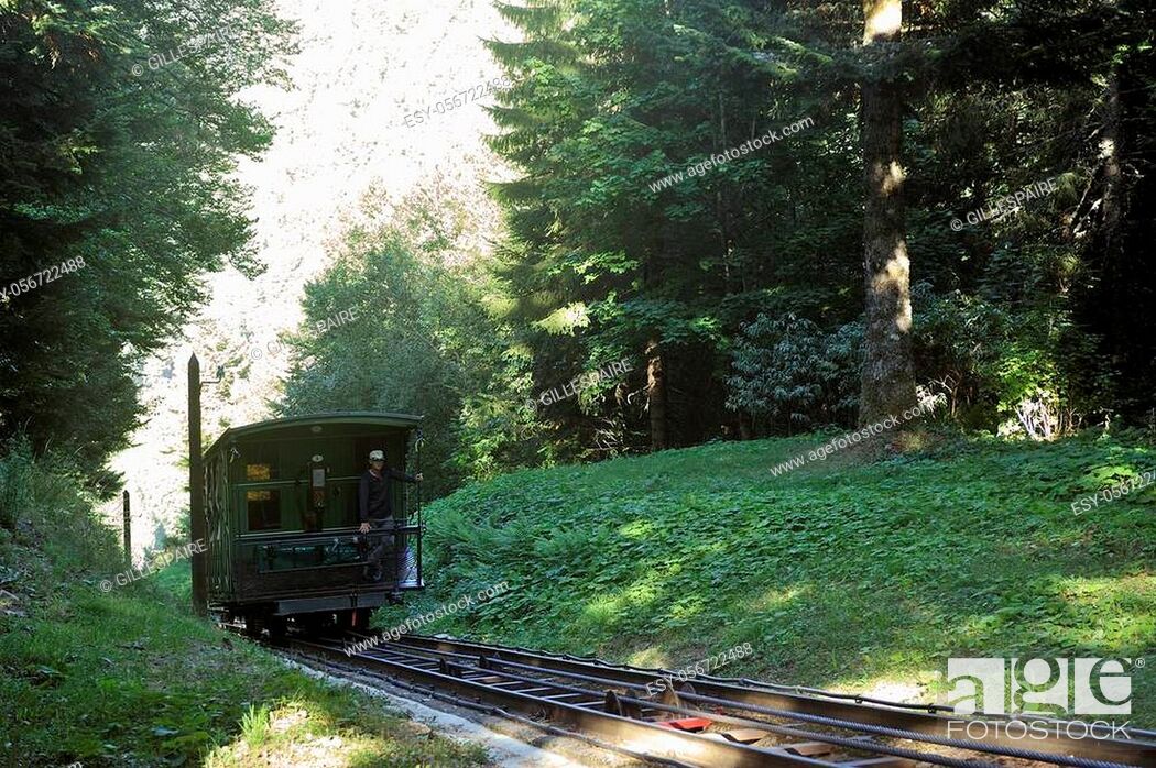 Stock Photo: Funicular of Mont-Dore on the flanks of Puy de Sancy was inaugurated in 1898.