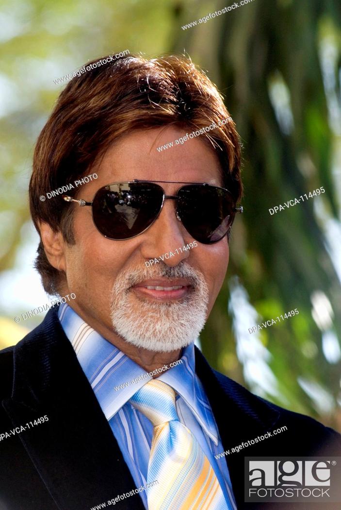 Stock Photo: South Asian Indian  Bollywood actor superstar Amitabh Bachchan at his office  ; Bombay Mumbai ; Maharashtra ; India  NO MR.
