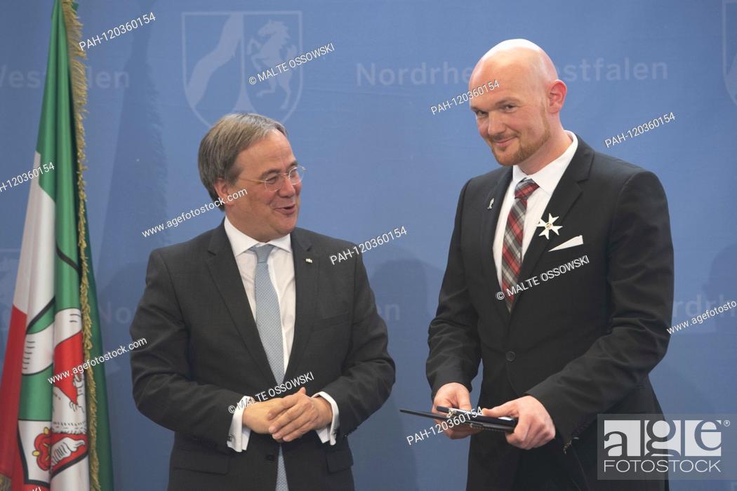 Stock Photo: Prime Minister Armin LASCHET honors astronaut Alexander GERST, Prime Minister Armin Laschet honors 19 citizens of North Rhine-Westphalia for their outstanding.