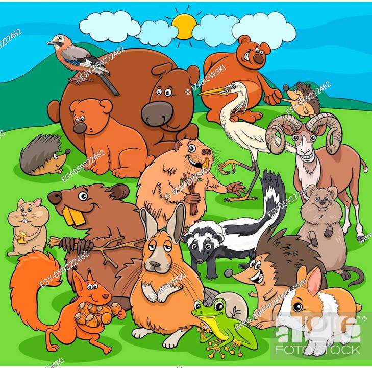 Cartoon illustration of comic wild animals characters group, Stock Vector,  Vector And Low Budget Royalty Free Image. Pic. ESY-059222462 | agefotostock