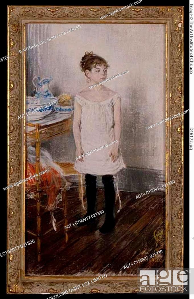 Stock Photo: Germaine at her Toilette, 1886, Jean François Raffaëlli, French, 1850-1924, France, Pastel on canvas, 1, 083 × 597 mm (sight).