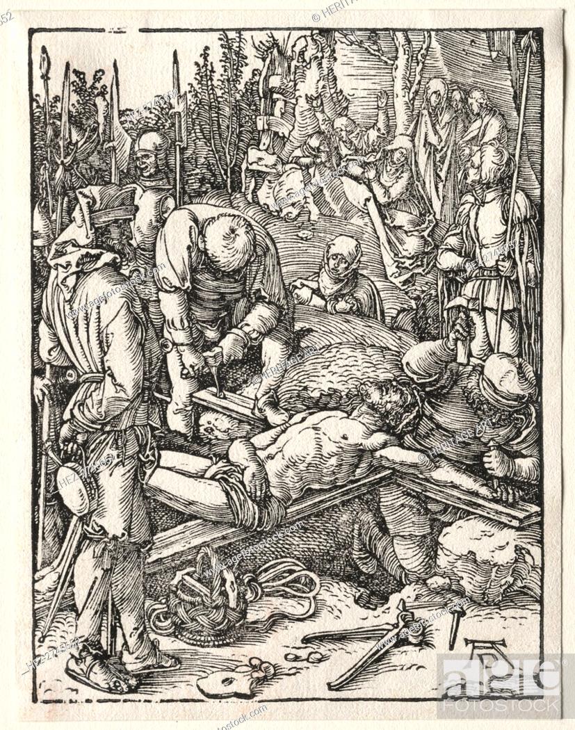Stock Photo: The Small Passion: Christ Being Nailed to the Cross, 1509-1511. Creator: Albrecht Dürer (German, 1471-1528).