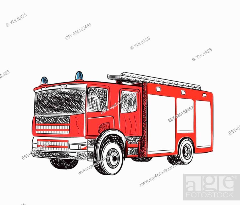 Fire truck cartoon Stylized drawing. Vector illustration, Stock Vector,  Vector And Low Budget Royalty Free Image. Pic. ESY-036152463 | agefotostock