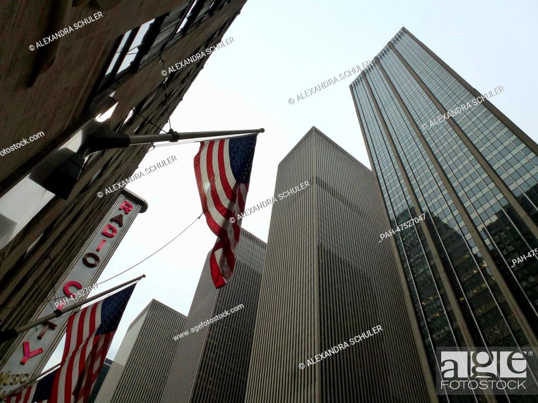 Stock Photo: (FILE) - An archive picture, dated 18 August 2014, shows a view of Radio City Music Hall (L) and a skyscraper on 6th Avenue in Manhattan, Newy York, USA.