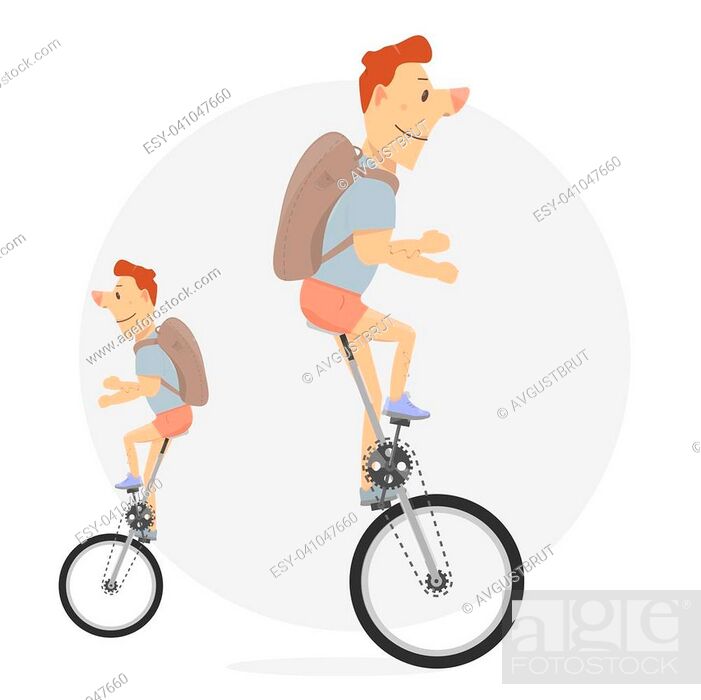 Unicycle. Cartoon character funny and comic style. Bike with one wheel,  Stock Vector, Vector And Low Budget Royalty Free Image. Pic. ESY-041047660  | agefotostock