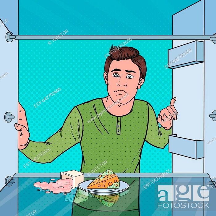 Pop Art Sad Hungry Man Looking in Empty Fridge. Vector illustration, Stock  Vector, Vector And Low Budget Royalty Free Image. Pic. ESY-042792606 |  agefotostock