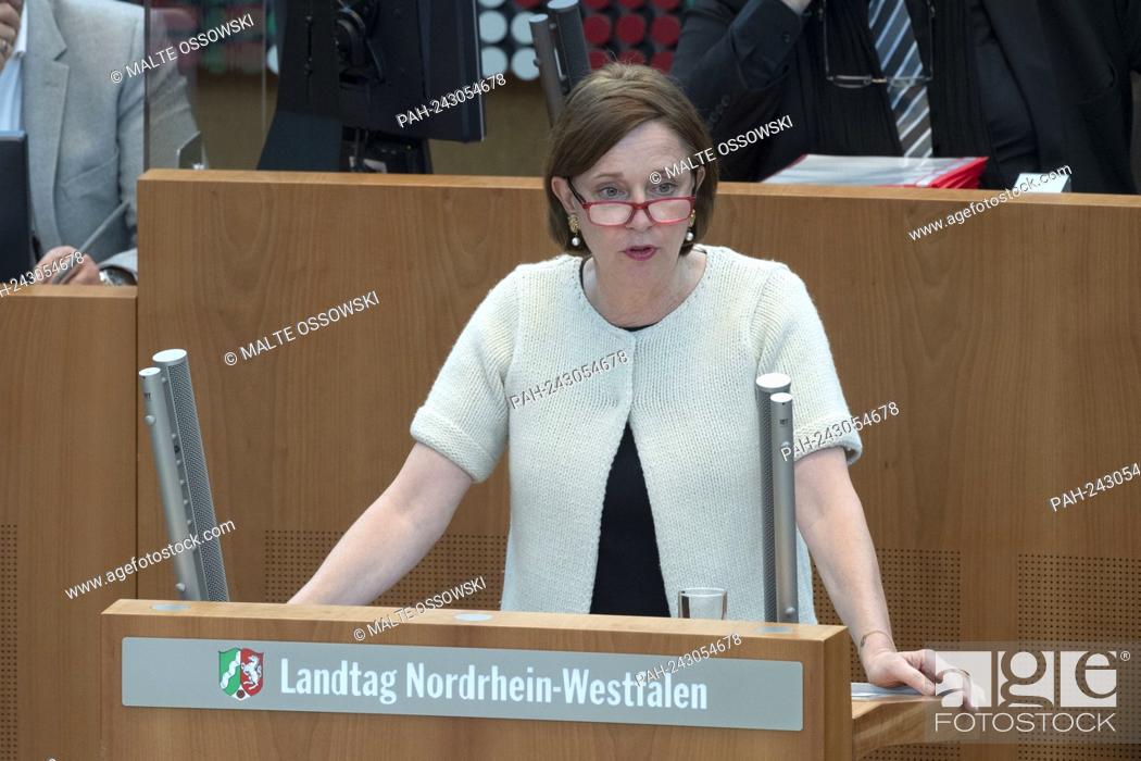 Stock Photo: Yvonne GEBAUER, FDP, Minister for Schools and Education of the State of North Rhine-Westphalia, during her speech, debate on the topic “Perspectives after the.