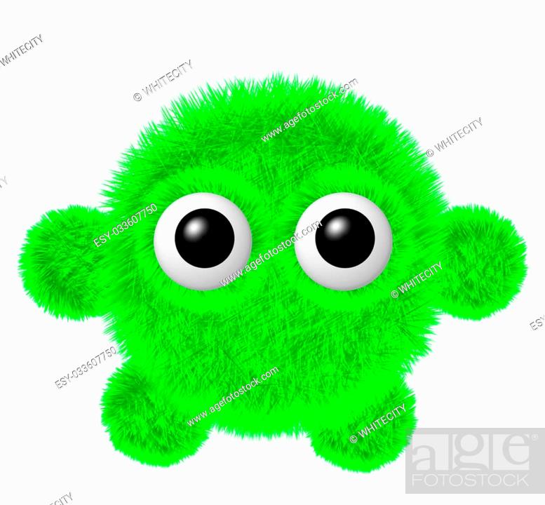 Fluffy character with big eyes. Little green furry monster with arms and  legs, Stock Photo, Picture And Low Budget Royalty Free Image. Pic.  ESY-033607750 | agefotostock