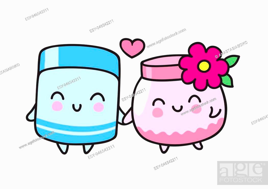 Cute cream jars. Male and female doodle cartoon characters, Stock Vector,  Vector And Low Budget Royalty Free Image. Pic. ESY-046542211 | agefotostock