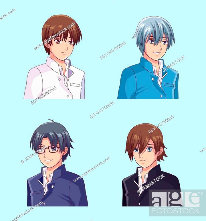 Set of male face anime profile manga cartoon vector illustration graphic  design, Stock Vector, Vector And Low Budget Royalty Free Image. Pic.  ESY-045760085 | agefotostock