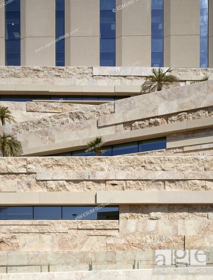 Stock Photo: Cladding detail. National Bank of Oman HQ, Muscat, Oman. Architect: LOM Architecture and Design, 2017.