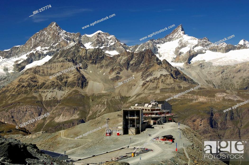 Stock Photo: Cable car station Trockener Steg, Swiss Alps, Zermatt, Valais, Switzerland.