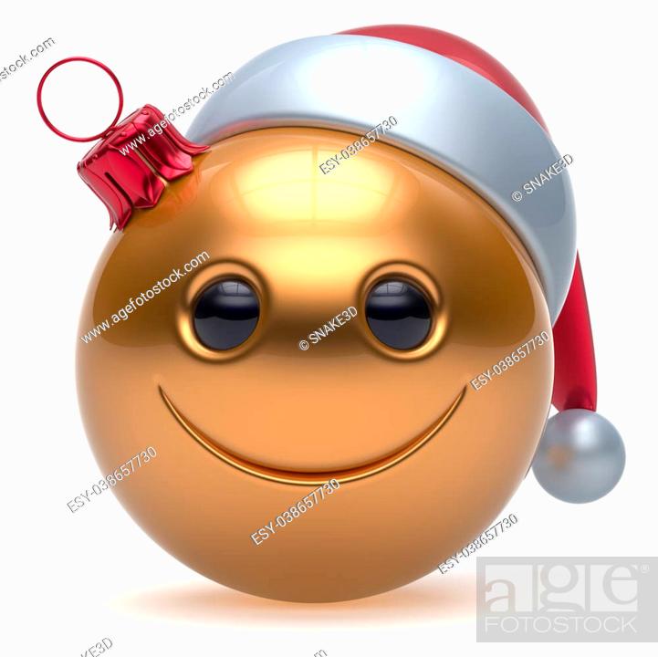 Smiley face Christmas ball emoticon Happy New Year's Eve bauble cartoon  decoration cute golden, Stock Photo, Picture And Low Budget Royalty Free  Image. Pic. ESY-038657730 | agefotostock