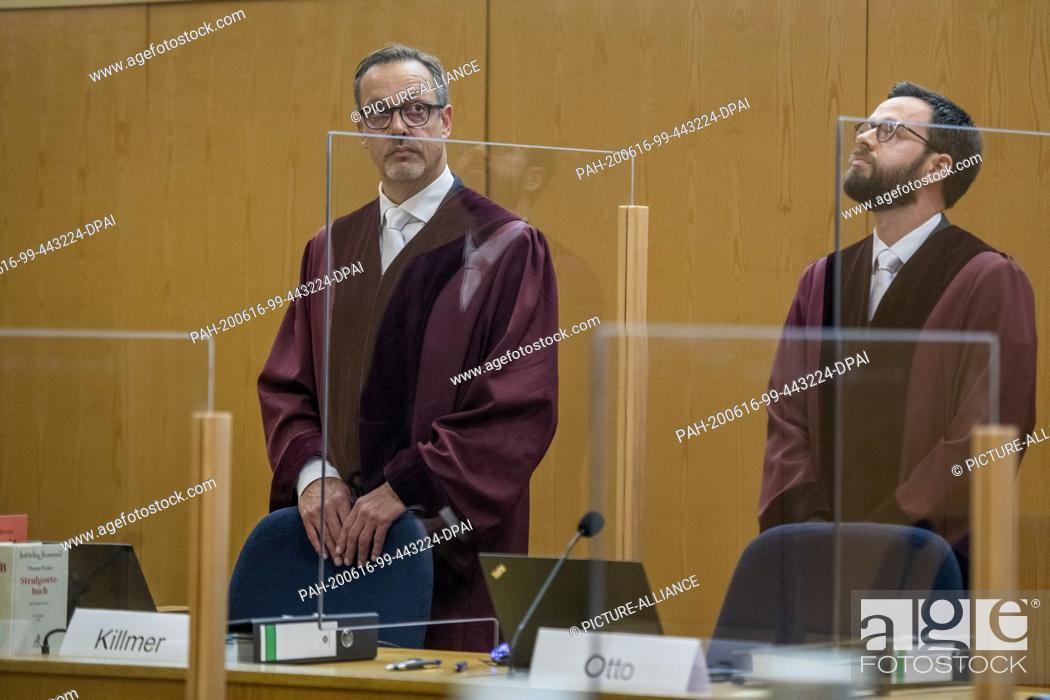 Stock Photo: 16 June 2020, Hessen, Frankfurt/Main: Dieter Killmer (l), senior public prosecutor and representative of the Federal Prosecutor's Office.