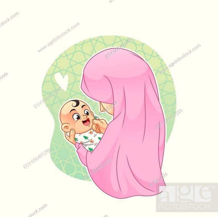 Mother in hijab holding her newborn baby boy, family life, parenting, Stock  Vector, Vector And Low Budget Royalty Free Image. Pic. ESY-056401299 |  agefotostock