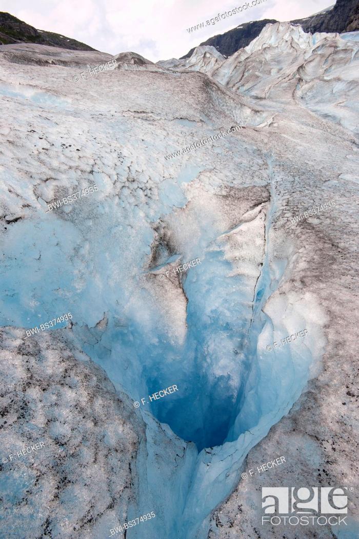Stock Photo: crevasse at Nigardsbreen glacier, Norway, Jostedalsbreen National Park.