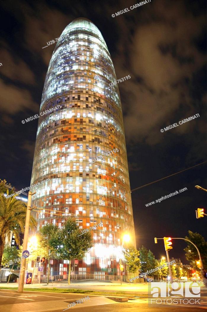 Stock Photo: Agbar Tower by Jean Nouvel, Barcelona. Catalonia, Spain.