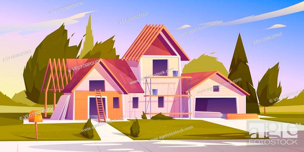 Unfinished house construction. Vector cartoon illustration of construction  site, Stock Vector, Vector And Low Budget Royalty Free Image. Pic.  ESY-058625563 | agefotostock