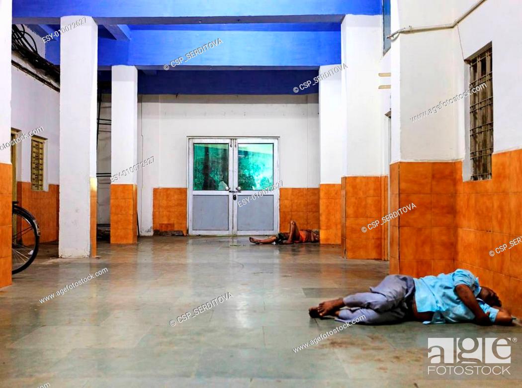 India Poor People Sleeping On The Floor Stock Photo Picture And