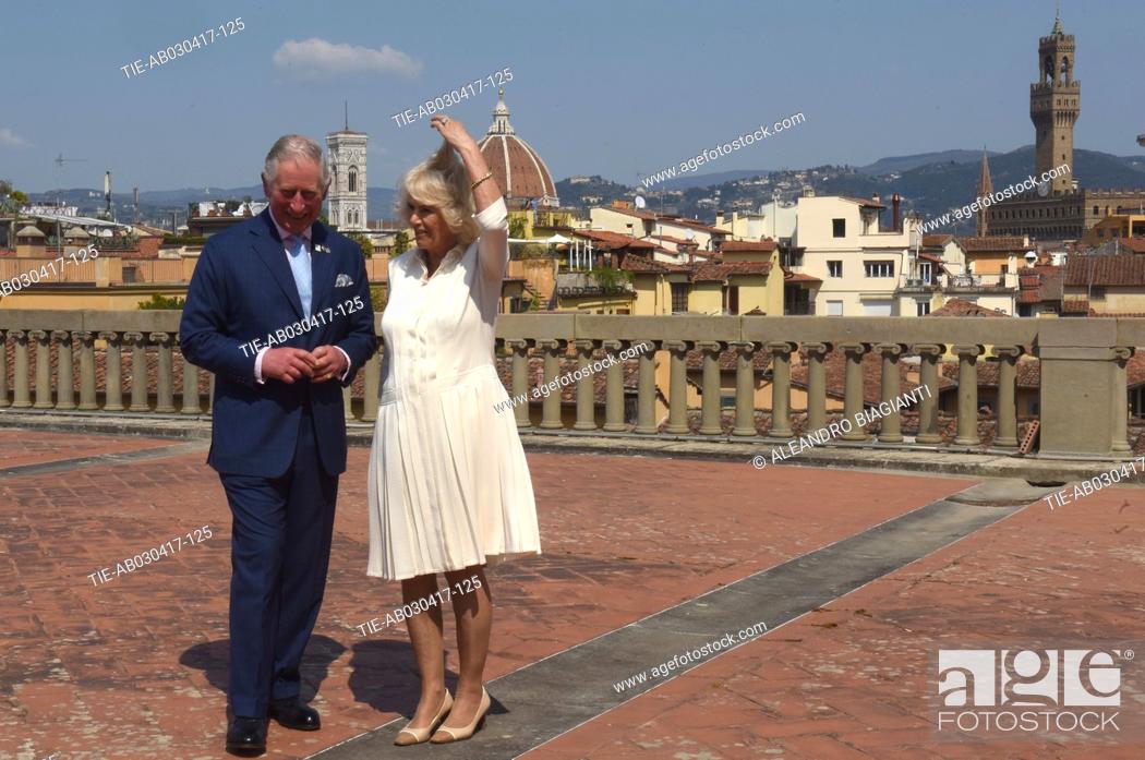 Photo de stock: Prince Charles of Wales and Camilla visit Palazzo Pitti, Florence, 04/03/2017.