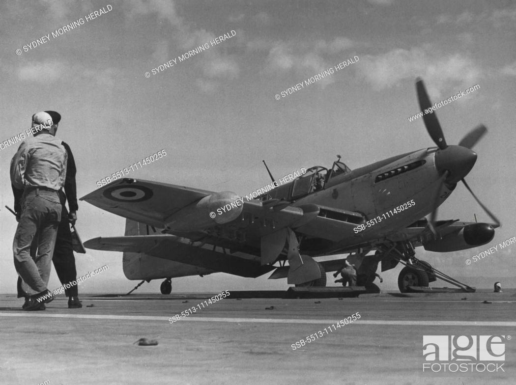 Stock Photo: No confusion here: A Fairey Firefly (left). October 18, 1949.