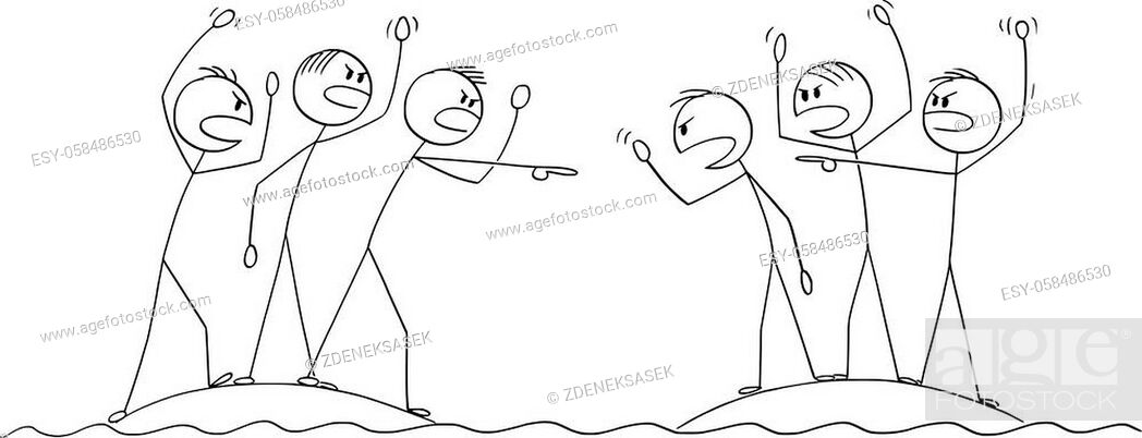 Two groups of angry people or nations fighting and arguing fro close  islands, Stock Vector, Vector And Low Budget Royalty Free Image. Pic.  ESY-058486530 | agefotostock