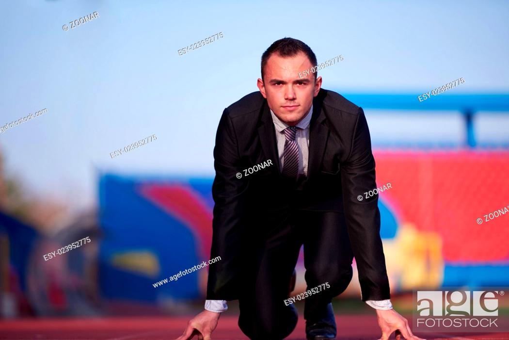 Stock Photo: business man ready to sprint.
