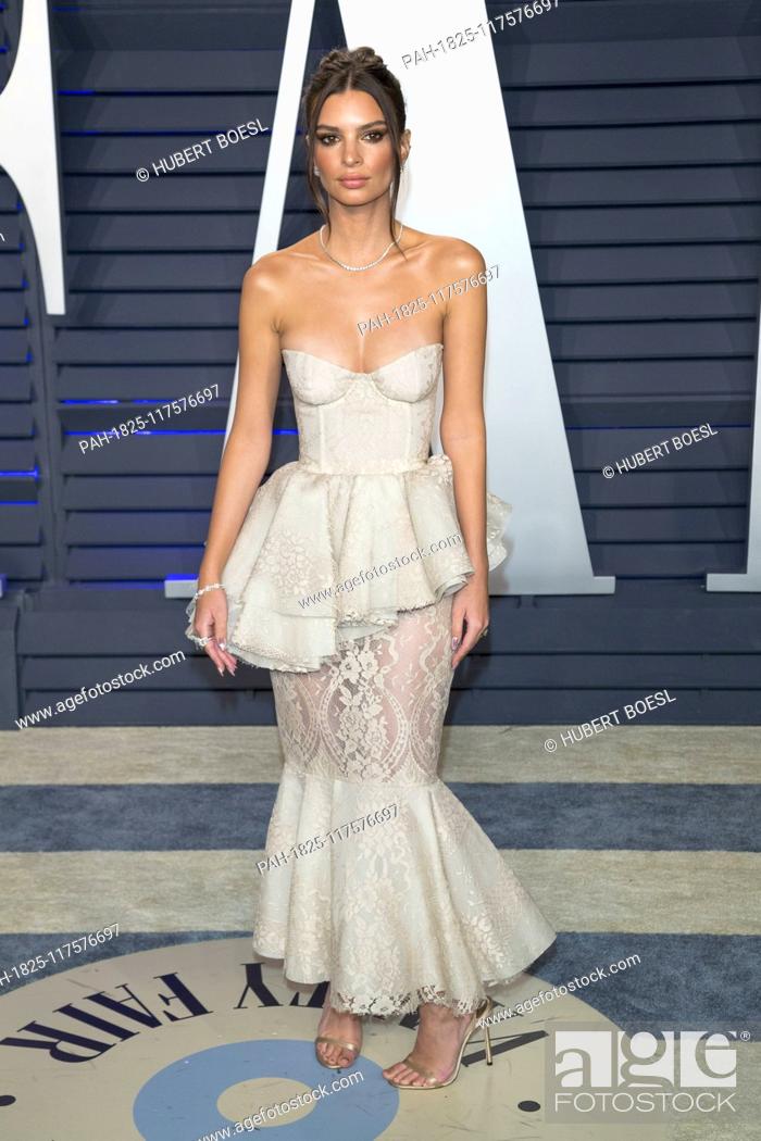 Stock Photo: Emily Ratajkowski attends the Vanity Fair Oscar Party at Wallis Annenberg Center for the Performing Arts in Beverly Hills, Los Angeles, USA, on 24 February 2019.