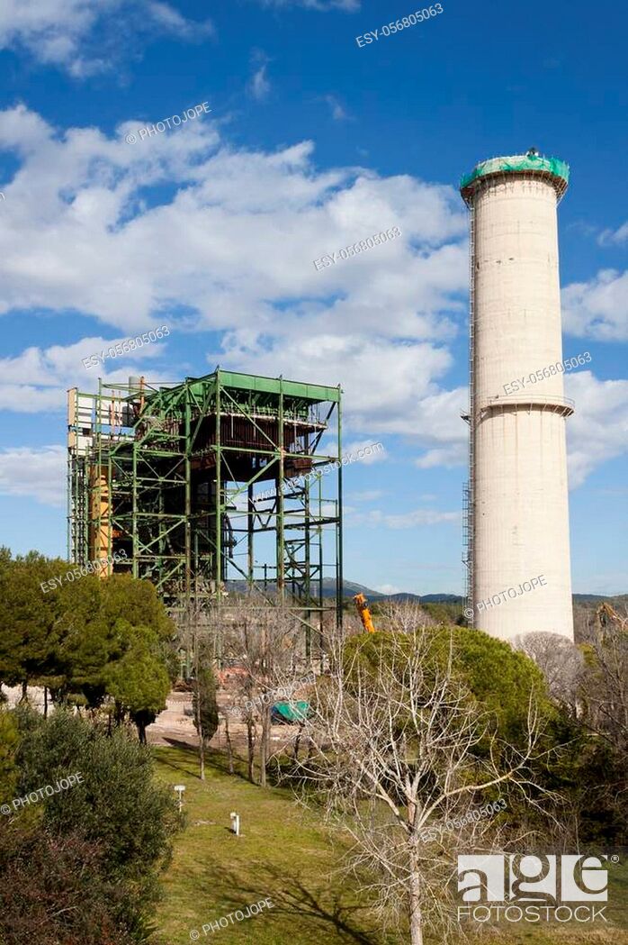 Stock Photo: Dismantling the thermal power plant of Cubelles, Barcelona, Spain.