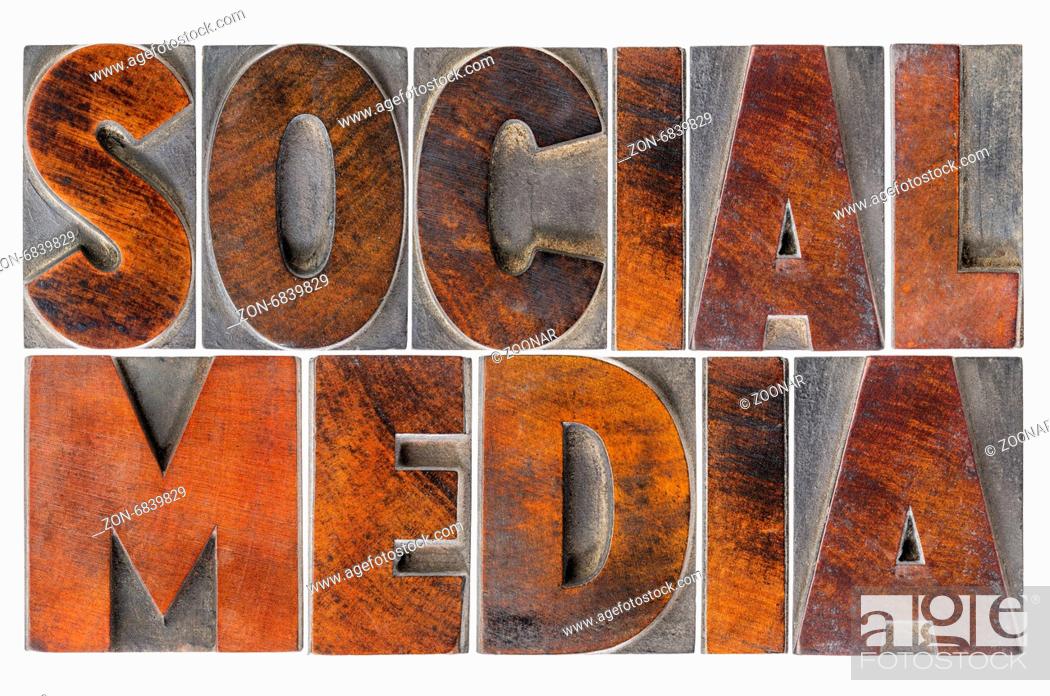 Stock Photo: social media in wood type.