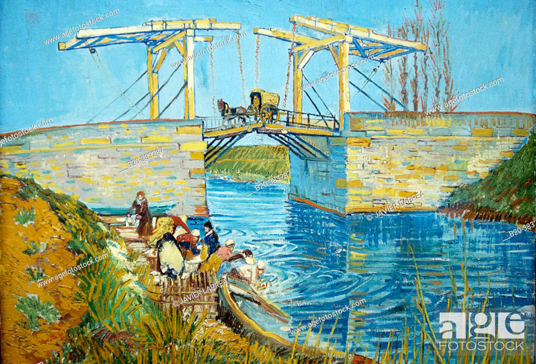 Vincent Van Gogh Print The Langlois Bridge at Arles with Women Washing 1888 Home Decor Wall Art