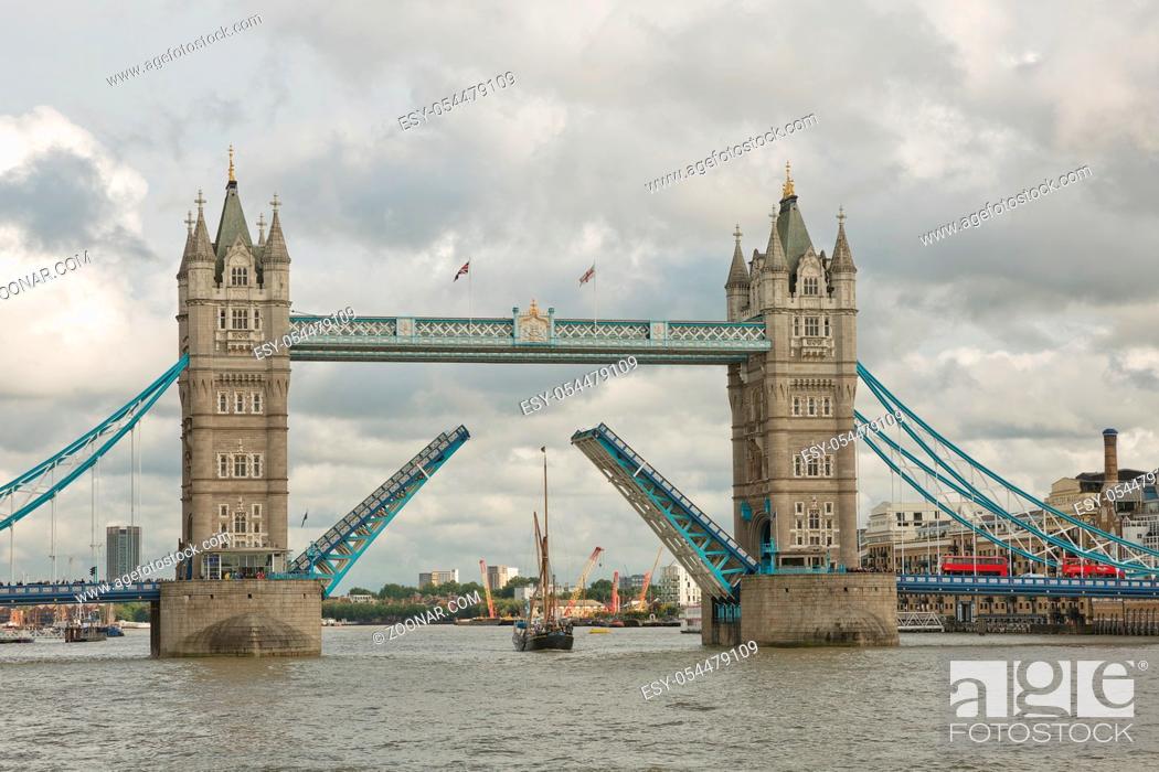 Stock Photo: Tower Bridge in the City of London. This iconic bridge opened in 1894 and is used by some 40, 000 people a day.