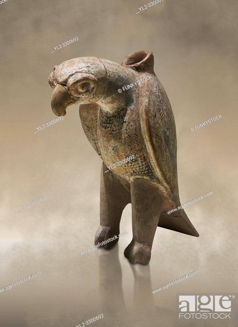 Stock Photo: Bronze Age Anatolian terra Cotta eagle shaped ritual vessel - 19th to 17th century BC - Kültepe Kanesh - Museum of Anatolian Civilisations, Ankara, Turkey.