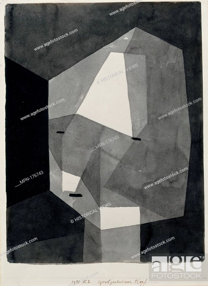 Stock Photo: Rough-Cut Head. Artist: Paul Klee (German (born Switzerland), Münchenbuchsee 1879-1940 Muralto-Locarno); Date: 1935; Medium: Ink wash and graphite on paper.