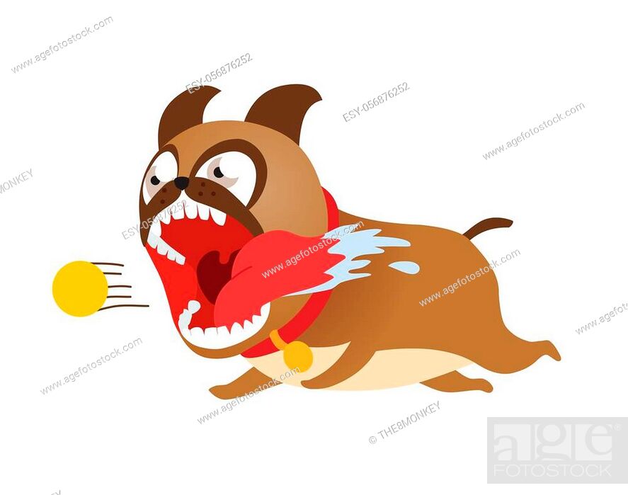 Funny cartoon dog running after tennis ball. Cute puppy vector  illustration, Stock Vector, Vector And Low Budget Royalty Free Image. Pic.  ESY-056876252 | agefotostock