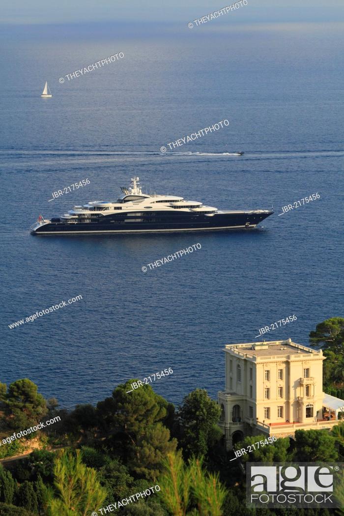 Stock Photo: Motoryacht Serene, 133.9m, built in 2011 by yacht builder Fincantieri Yachts and owned by Yuri Scheffler, Côte d'Azur, off Monaco, Mediterranean, Europe.