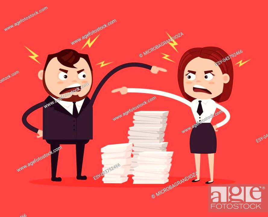 Man and woman colleagues office workers characters quarreling. Bad teamwork,  Stock Vector, Vector And Low Budget Royalty Free Image. Pic. ESY-043792466  | agefotostock