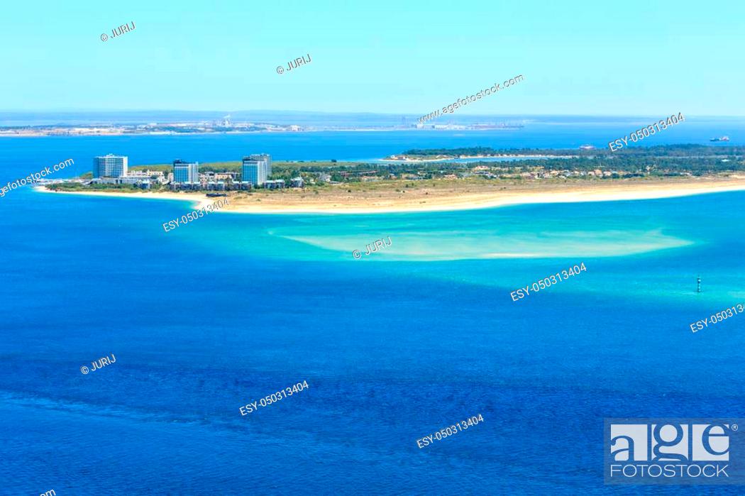 Stock Photo: Summer sea coast landscape. Top view from Nature Park Arrabida in Setubal, Portugal.