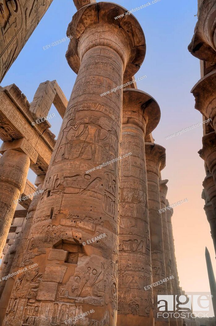 Stock Photo: Great columns in Karnak temple, Luxor.