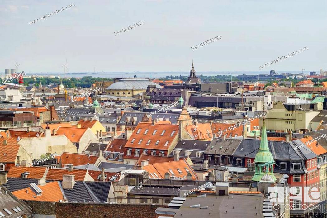 Stock Photo: Superb aerial view from Round Tower of Copenhagen, Denmark.