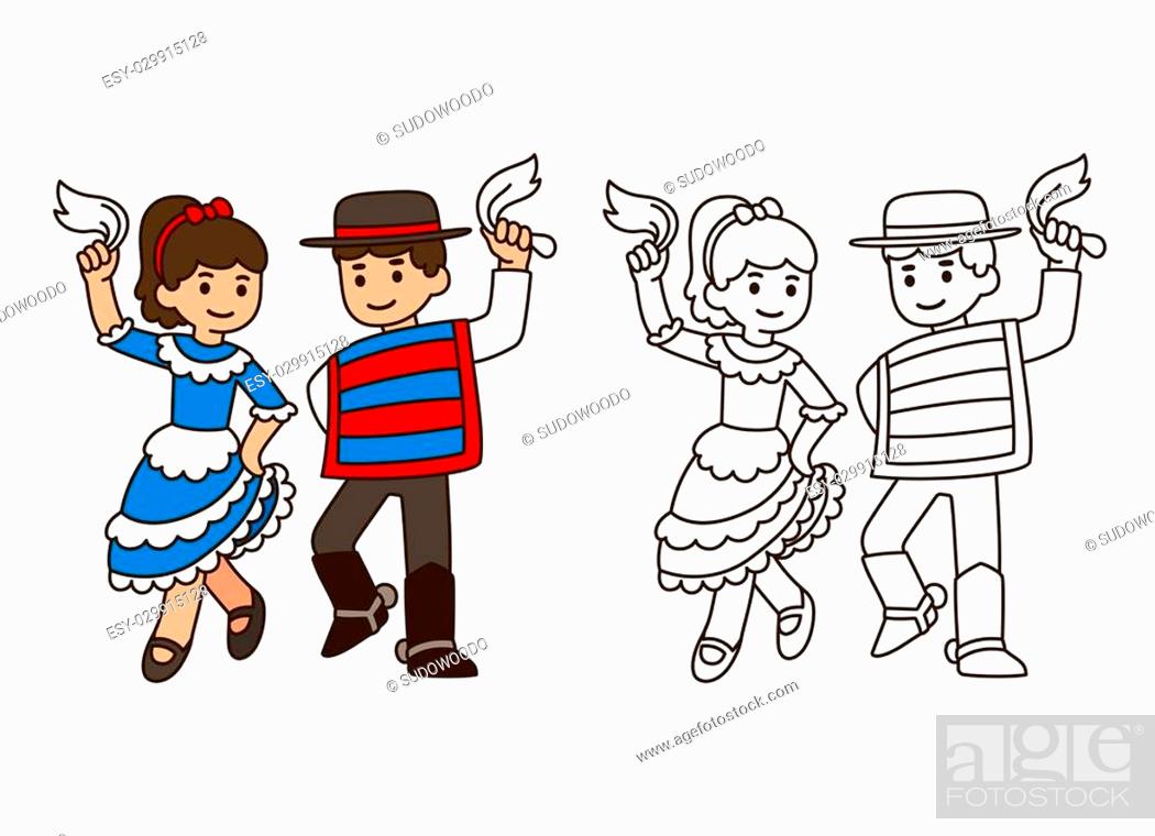 Cartoon children dancing Cueca, traditional dance in Chile, Stock Vector,  Vector And Low Budget Royalty Free Image. Pic. ESY-029915128 | agefotostock