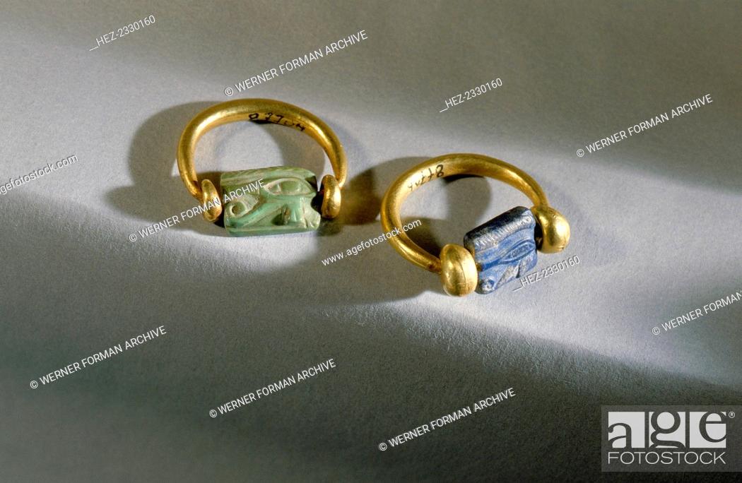 Stock Photo: Pair of rings, Ancient Egyptian, 21st dynasty, c1039-991 BC. From the tomb of General Wen-Djeba-En-Djed, senior official of Pharaoh Psusennes I.