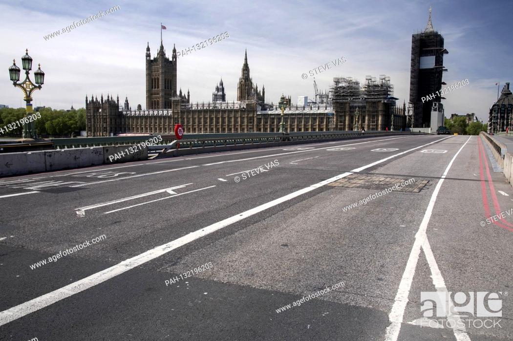 Stock Photo: Westminster Bridge - London's streets and tourist attractions are deserted due to the corona virus lockdown. London, 05.05.2020 | usage worldwide.