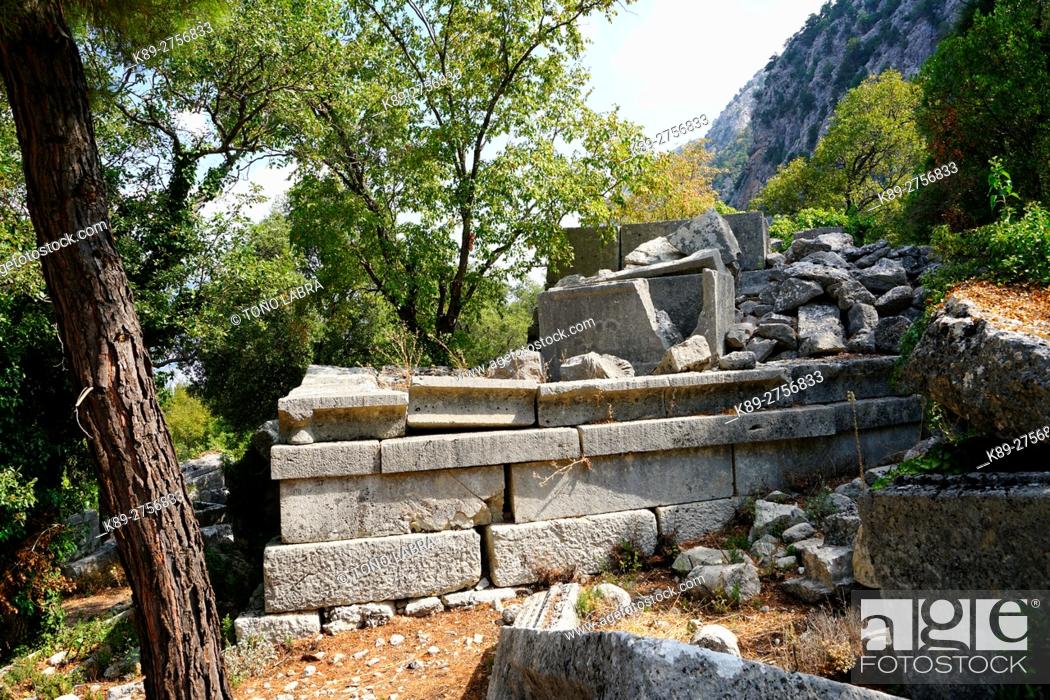 Stock Photo: North Necropolis of Termessos. The unexcavated Pisidian city. Ancient Greece. Asia Minor. Turkey.