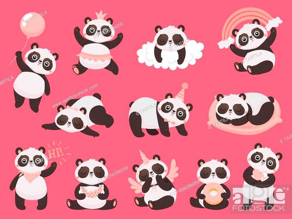 Cartoon cute panda. Little baby pandas, adorable sleeping animals and pink  princess panda bear, Stock Vector, Vector And Low Budget Royalty Free  Image. Pic. ESY-056286059 | agefotostock