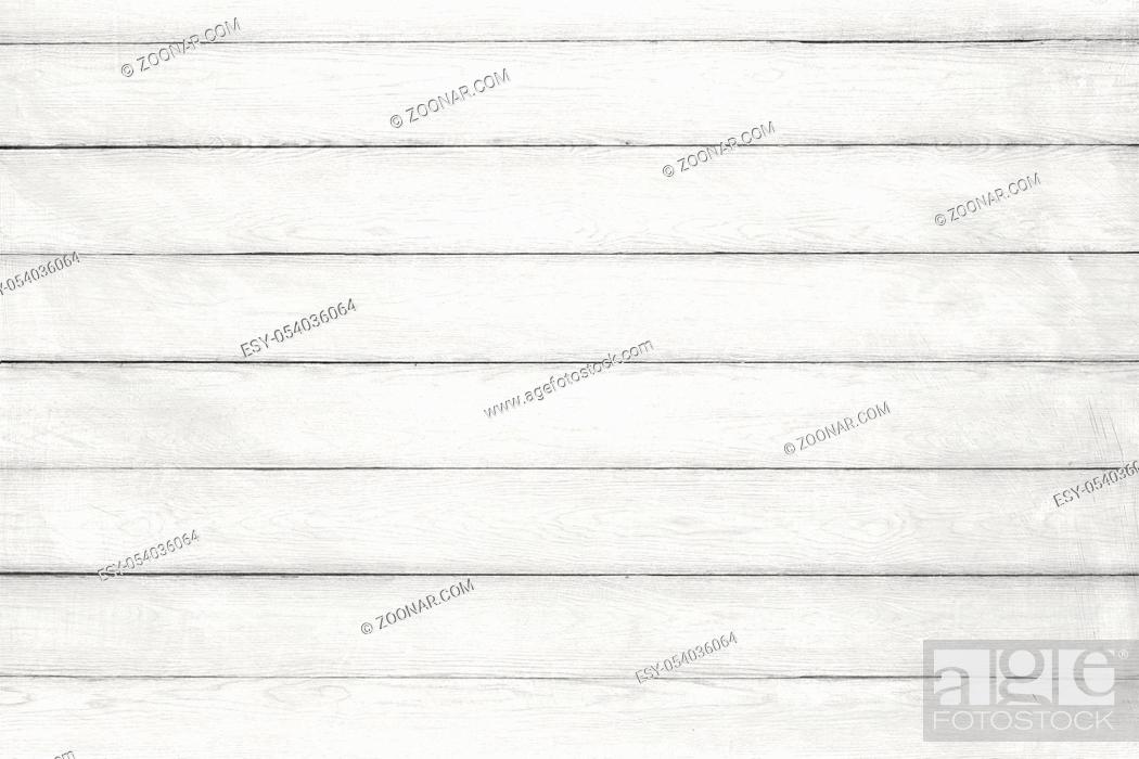 Stock Photo: Wood texture background, white wood planks. Grunge washed wood wall pattern.